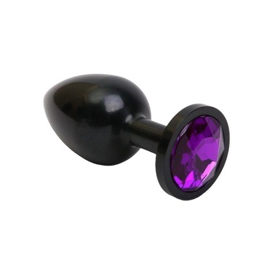 Чёрная анальная пробка с фиолетовым стразом 7,6 см 4sexdream (черный) 