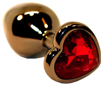 Чёрная пробка с красным сердцем-кристаллом 7 см 4sexdream (черный) 