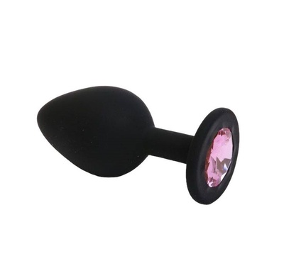 Чёрная силиконовая пробка с розовым стразом 7,1 см 4sexdream (черный) 