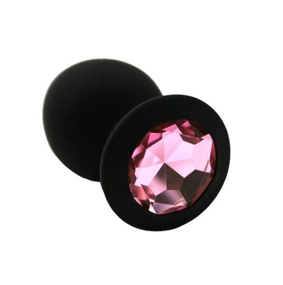 Чёрная силиконовая пробка с розовым стразом 9,5 см 4sexdream (черный) 