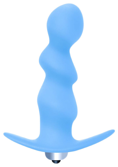 Голубая фигурная Вибропробка анальная Spiral Anal Plug 12 см Lola Toys (голубой) 