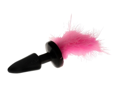 Чёрная анальная пробка с розовым хвостом 4sexdream (черный) 
