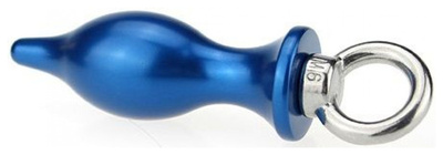 Синяя металлическая анальная пробка с кольцом 4sexdream (синий) 
