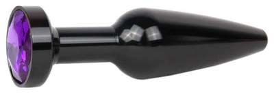 Удлиненная коническая гладкая черная Анальная пробка с кристаллом фиолетовый 11,3 см Anal Jewelry Plug (черный) 