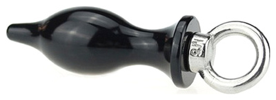 Чёрная металлическая анальная пробка с кольцом 7 см 4sexdream (черный) 