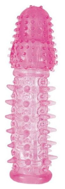 Насадка ToyFa закрытая с шипами и точками розовый 13,5 см 