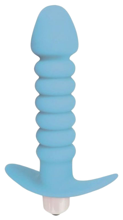 Голубая анальная вибровтулка-елочка с ограничителем 11,5 см Bior toys ST-40170-12 (голубой) 