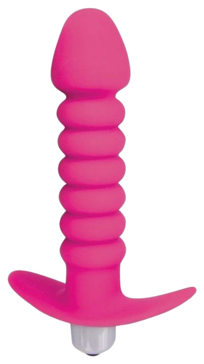 Розовая анальная вибровтулка-елочка с ограничителем 11,5 см Bior toys ST-40170-16 (розовый) 