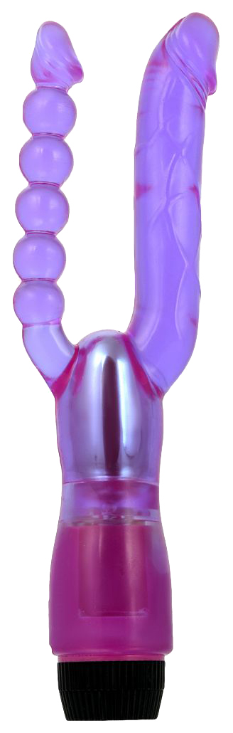 Двойной анально-вагинальный вибромассажер Xcel 25 см Seven Creations (фиолетовый) 