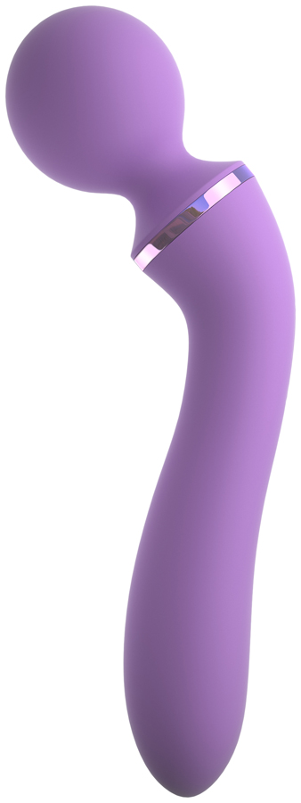 Фиолетовый двусторонний вибростимулятор Duo Wand Massage-Her 19,6 см PipeDream 