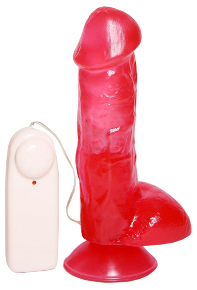 Розовый вибромассажер с присоской №5 17 см Сумерки Богов (красный) 