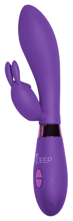 Фиолетовый вибратор Yonce с клиторальным зайчиком 20,5 см Indeep 