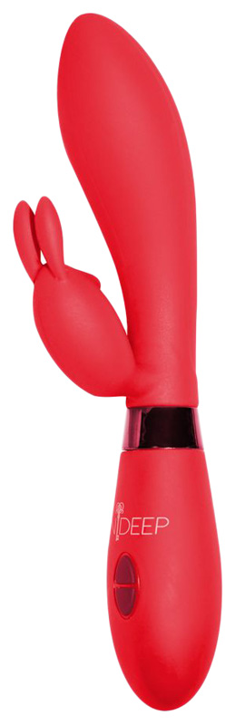 Красный вибратор Yonce с клиторальным зайчиком 20,5 см Indeep 
