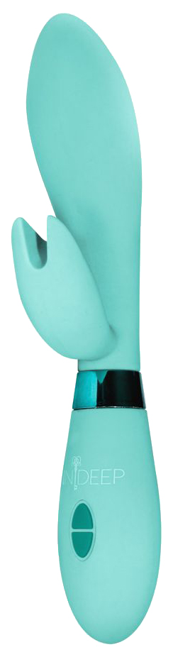 Мятный вибратор Leyla с клиторальным отростком 20,5 см Indeep (голубой; зеленый) 